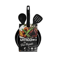 Set de 2 Sartenes UMCO de Aluminio Forjado para Inducción con Utensilios