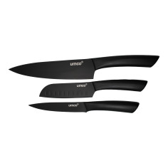 SET DE CUCHILLOS NEGROS UMCO 3 PIEZAS
