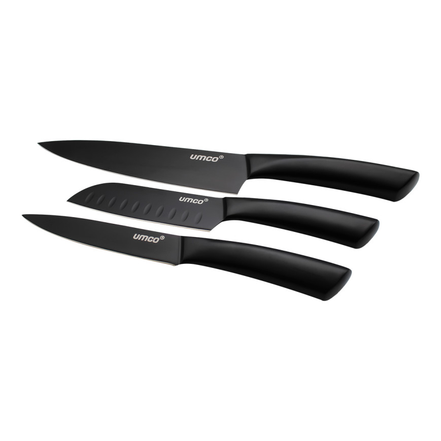 SET DE CUCHILLOS NEGROS UMCO 3 PIEZAS