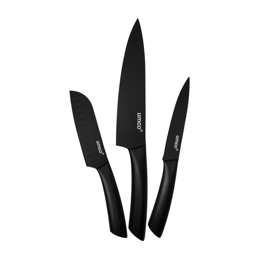 SET DE CUCHILLOS NEGROS UMCO 3 PIEZAS