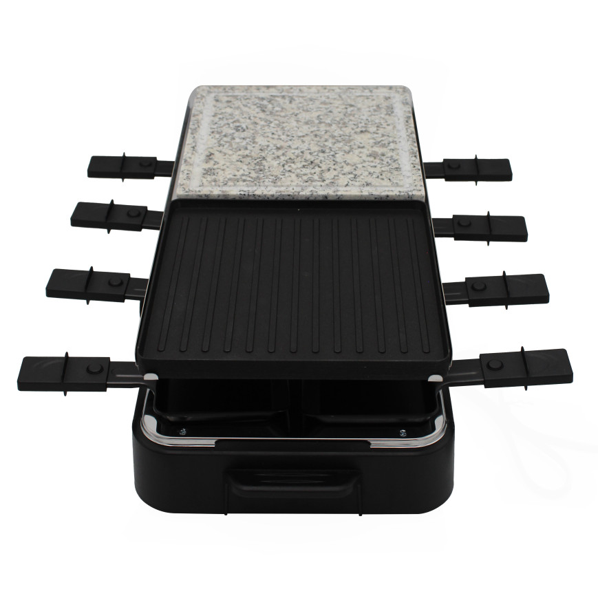 Raclette Stone Grill UMCO 1400W | Parrilla Eléctrica con Piedra Natural, Placa Antiadherente y Capacidad para 8 Personas