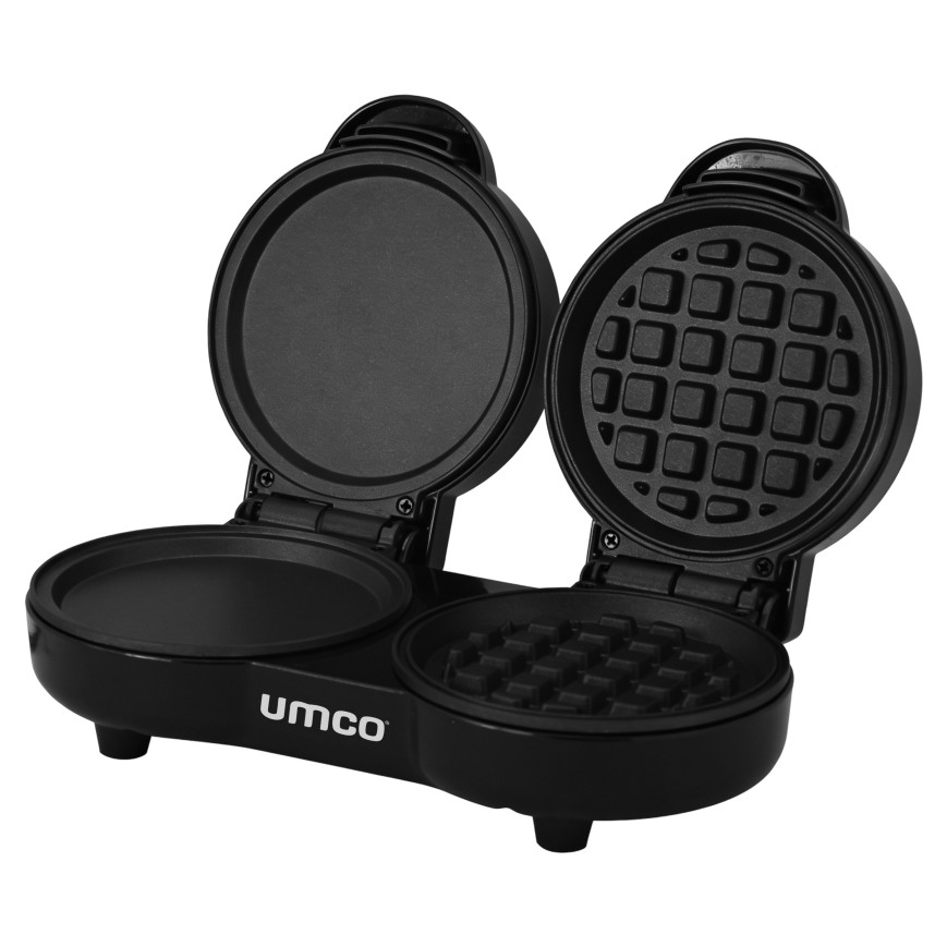 Mini Waflera 2 en 1 UMCO 1100W | Wafles y Panqueques con Placas Antiadherentes Intercambiables