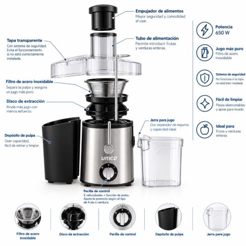 Extractor de Jugos Umco | Inoxidable 650W