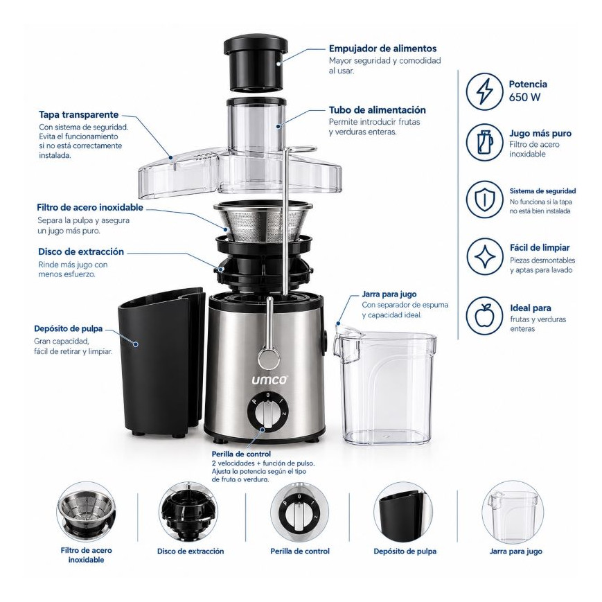 Extractor de Jugos Umco | Inoxidable 650W