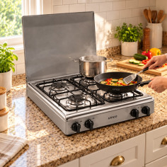 Cocineta a Gas Atlanta de 4 Quemadores con Tapa de Acero | UMCO
