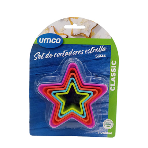 SET DE CORTADORES TIPO ESTRELLA 5 PIEZAS UMCO
