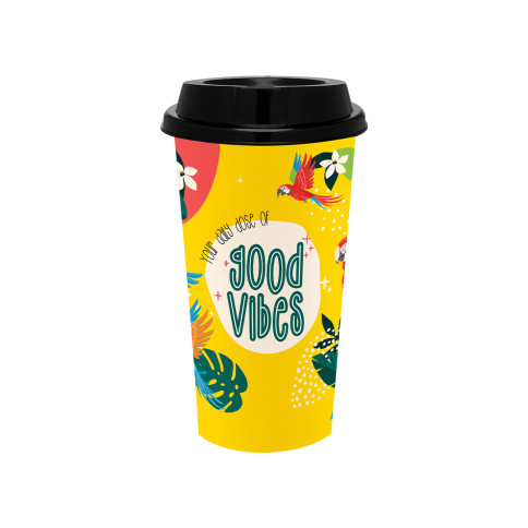 VASO DECORADO CON TAPA 550ML JAGUAR