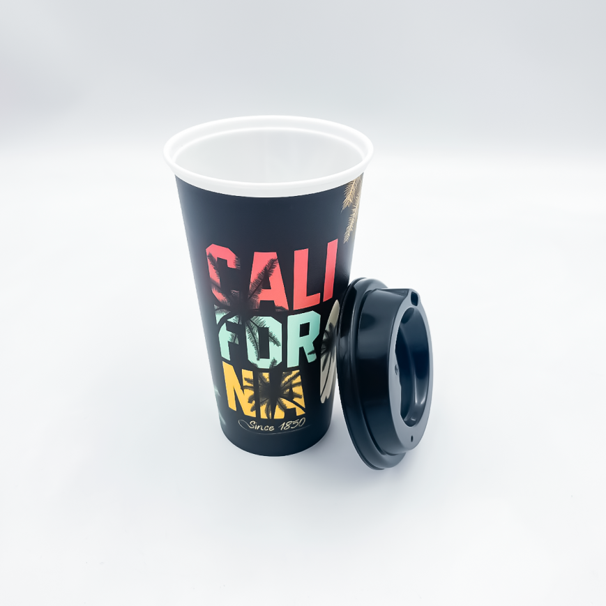 VASO DECORADO CON TAPA 550ML JAGUAR