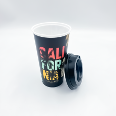 VASO DECORADO CON TAPA 550ML JAGUAR