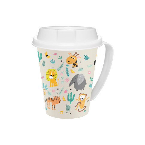 TAZA DECORADA 360ML CON TAPA JAGUAR